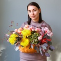 Цветы в тыкве "Дары осени"