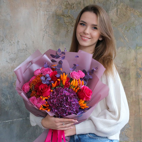 Букет "Малиновый кюли"