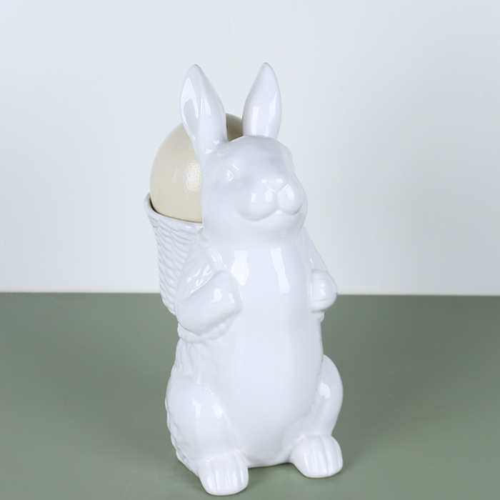 Керамический зайчик с корзиной, М