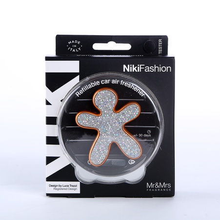 Ароматизатор в машину человечек Mr&Mrs NIKI FASHION Vanilla & Patchouly - York Glitter-Silver