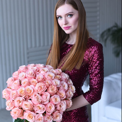 Букет 51 роза Шиммер
