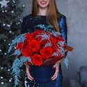 Розы в коробке, красные "Зимние розы"