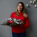 Новогодняя композиция из искусственной хвои "Зимний пингвин"