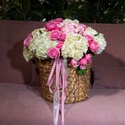 Кошик з гортензіями та трояндами "Ароматні зізнання"