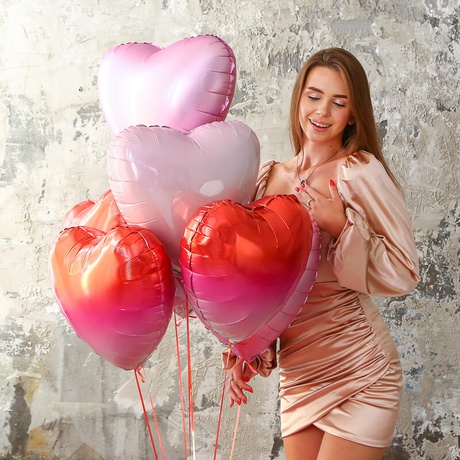Коробка сюрприз з кульками рожева "Happy Birthday"
