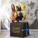 Коробка сюрприз з кульками чорна "Happy Birthday"