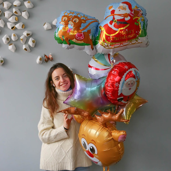 Охапка воздушных шаров "Рождественская"
