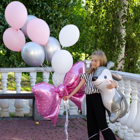 Охапка воздушных шаров "Кролик с розовым бантиком"