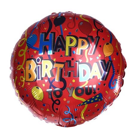 Фольгированный воздушный шар "С днем рождения" красный