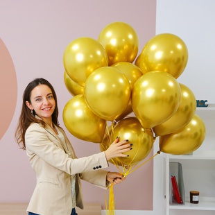 Охапка воздушных шаров "Золотой хром"