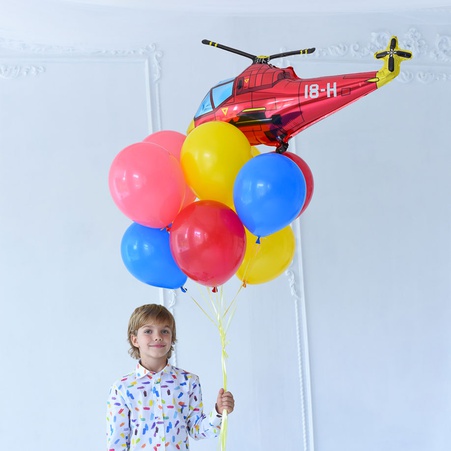 Охапка воздушных шаров Красный вертолёт