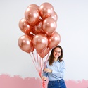Охапка воздушных шаров "Хром", розовое золото