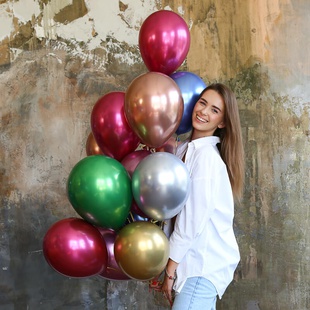 Охапка хромированных воздушных шаров ассорти, 15 шт