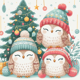 Картина за номерами "Різдвяні совенята"