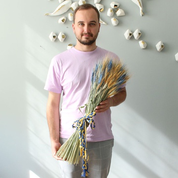 Букет із сухоцвітів "Жовто-блакитна пшениця"