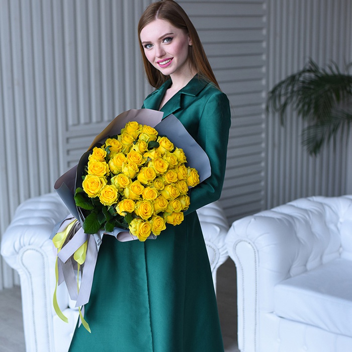 Букет 35 жовтих троянд Пенні Лейн