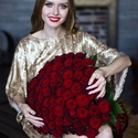 Букет 101 красная роза Гран При, 60 см