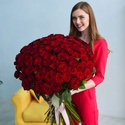 Букет 101 красная роза Mэри Mи, 80 см