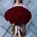 Букет 101 красная роза Гран При, 70 см