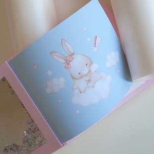 Открытка прозрачная с сыпучим блеском "Зайка"