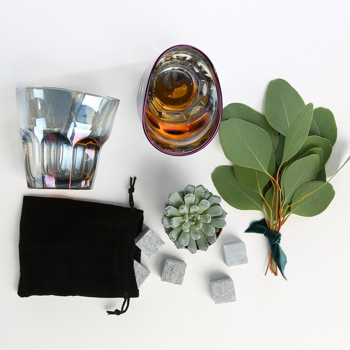 Мужской подарочный набор "Пьяные стаканы и камни для виски"