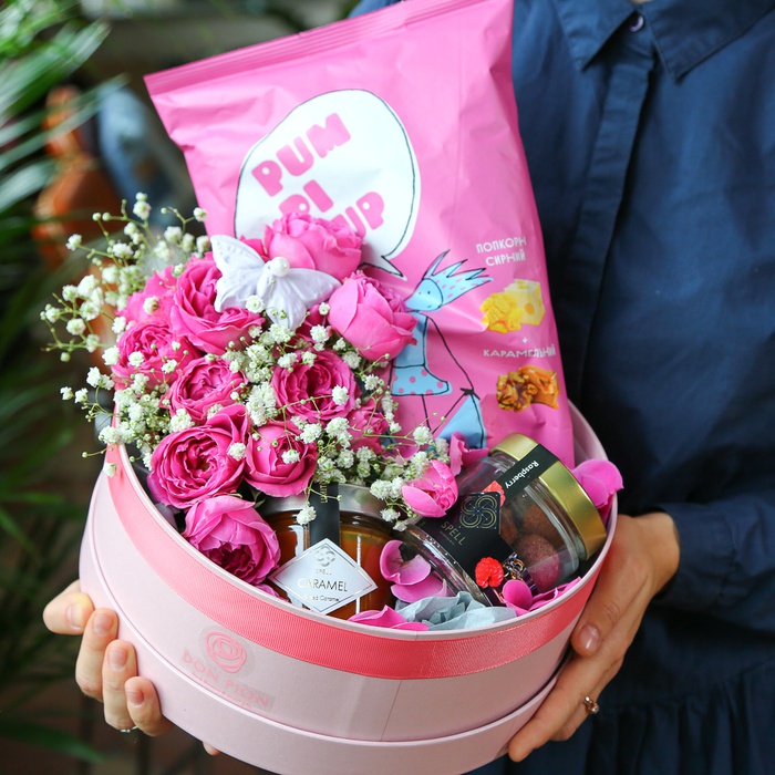 Подарочный набор с розой "Соленая карамель"