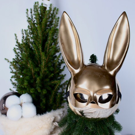Карнавальна маска заєць золота