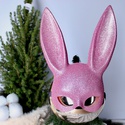Карнавальна маска заєць рожева