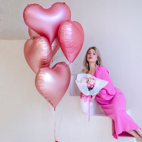 Подарочный набор "Букет восторг с розовыми шариками"