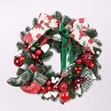 Новорічний вінок із штучної хвої "Червоно-зелений"