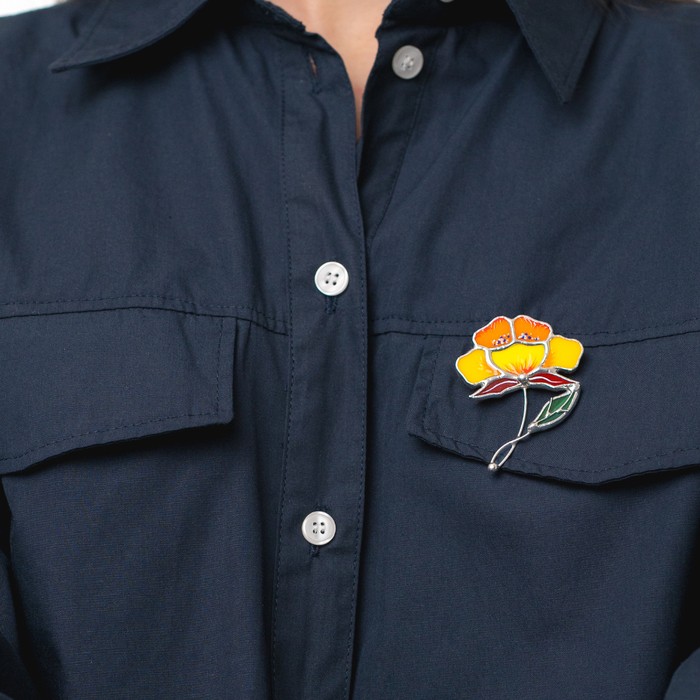 Брошка Пион оранжевый