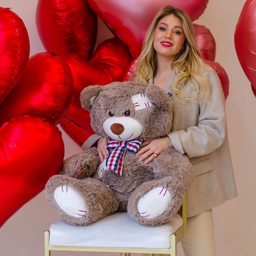 Мягкая игрушка Медведь капучино с латками, M