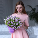Букет 51 ніжно-фіолетовий тюльпан