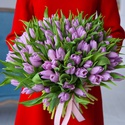 Букет 101 ніжно-фіолетовий тюльпан