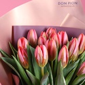 Букет з 15 яскравих рожевих тюльпанів