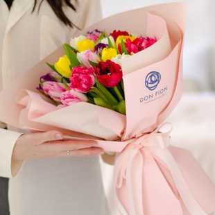 Букет 25 мікс тюльпанів дабл