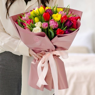 Букет 35 мікс тюльпанів дабл