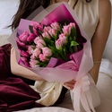 Букет 15 нежно-розовых тюльпанов дабл