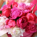 Цветы в коробке "Розовые пионы"