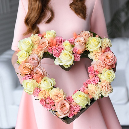 Композиція з троянд "Романтичне серце"