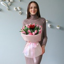 Букет 21 розовый дабл тюльпан "С любовью"