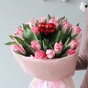 Букет 21 розовый дабл тюльпан "С любовью"
