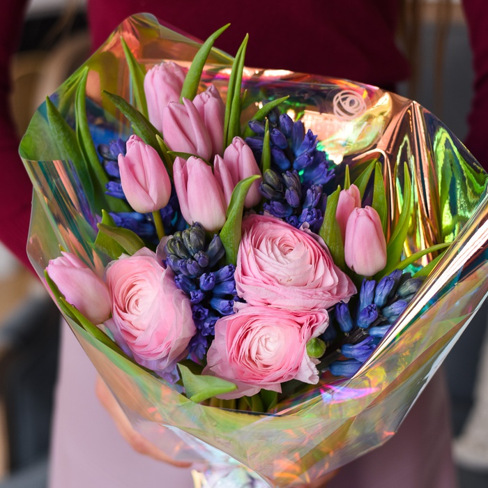 Букет з тюльпанами "Синій неон"