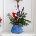 Цветы в синей вазе "Зима в доме"