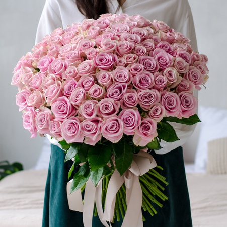 Букет 101 ніжно-рожева троянда