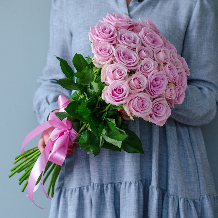 Букет 25 ніжно-рожевих троянд