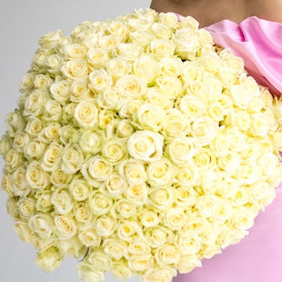 Букет 151 белая роза Аваланч