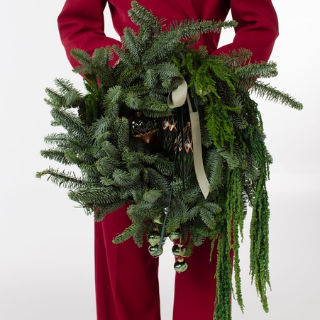 Новорічний вінок із хвої "Лісова поляна"