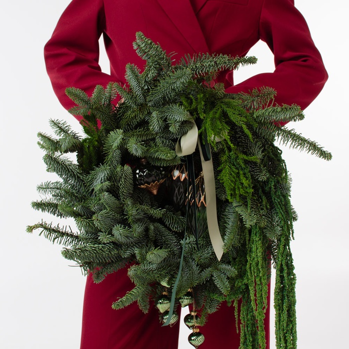 Новорічний вінок із хвої "Лісова поляна"