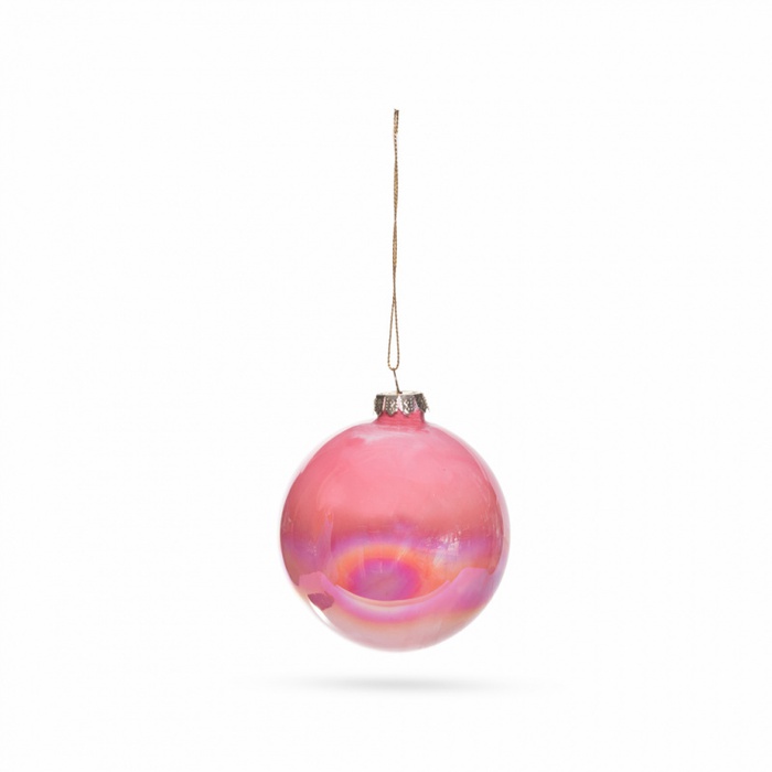 Новорічна куля на ялинку перлово-рожева